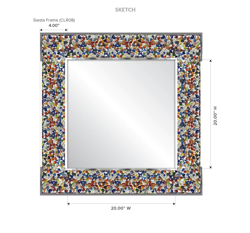 Drawing of Siesta frame with its measurement and dimension.