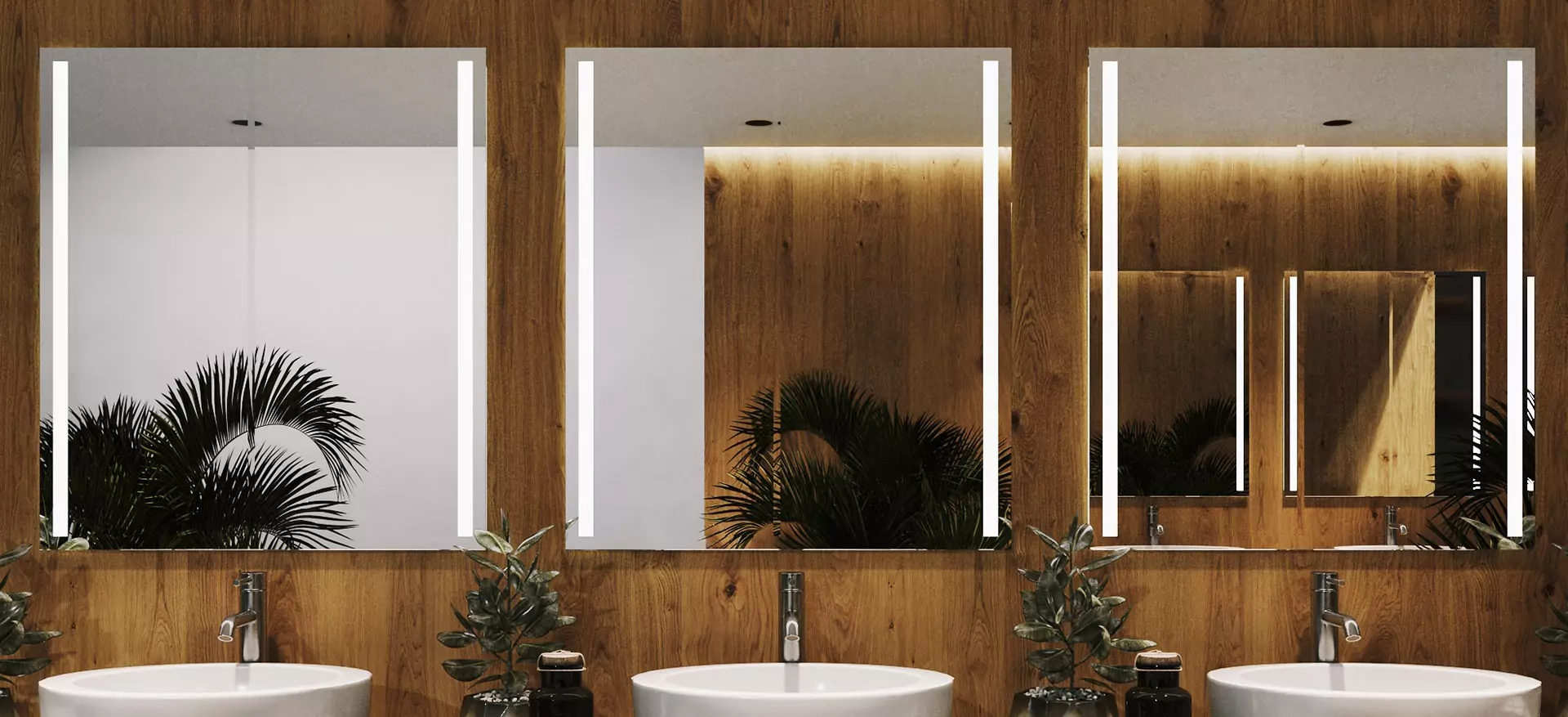 Wall-mounted stunning mirrors above the sink perfect design for the bathroom.