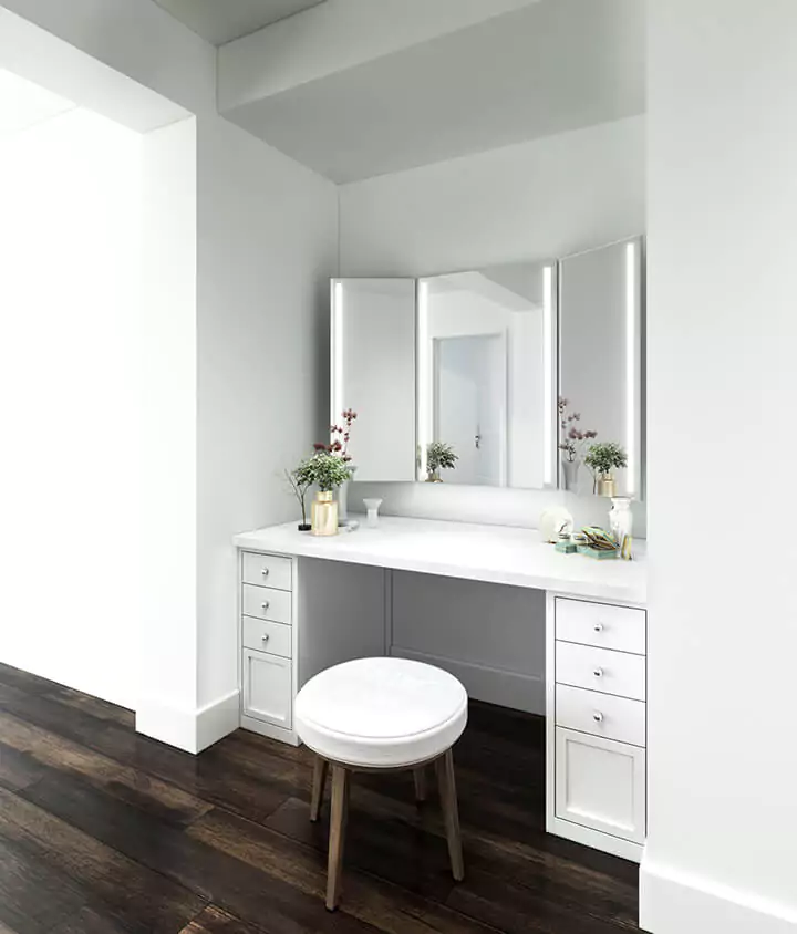 Gorgeous vanity mirror with LED lighting creates a contemporary, extravagant ambiance in your living space.